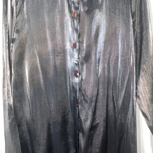 I.N Studio shiny shelves button down blouse - Picture 3 of 9